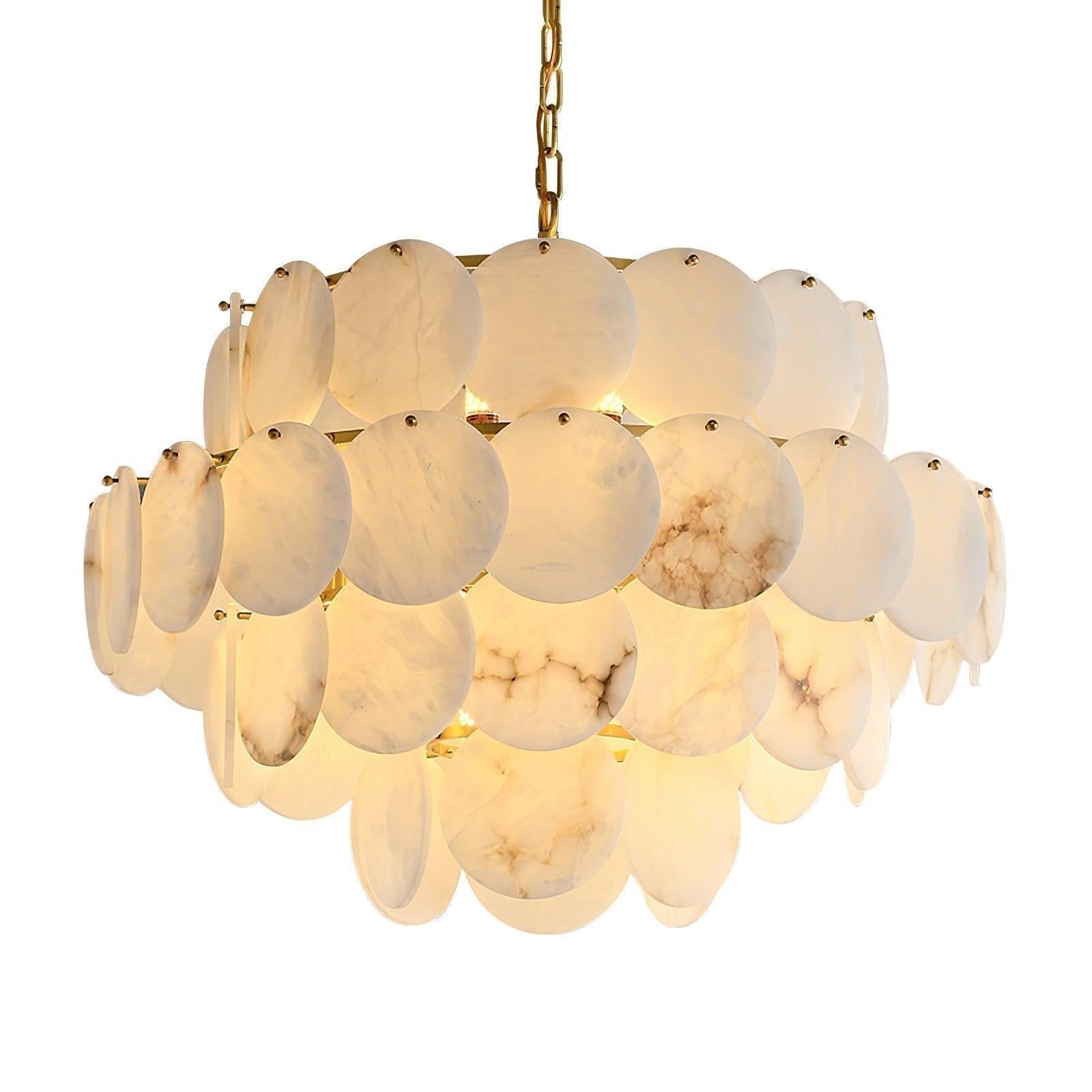 Alabaster Shell Brass Chandelier with 2 / 3 / 4 / 5 / 6 Layer