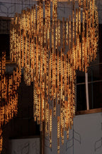 Modern Art Design Floating Leaves-Inspired Glass Tube Chandelier for High-Ceiling