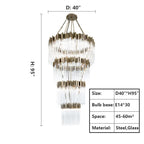 Large Elegant Multi-Layers Glam Glass Chandelier for High-Ceiling Staircase / entryway / living / meeting Room