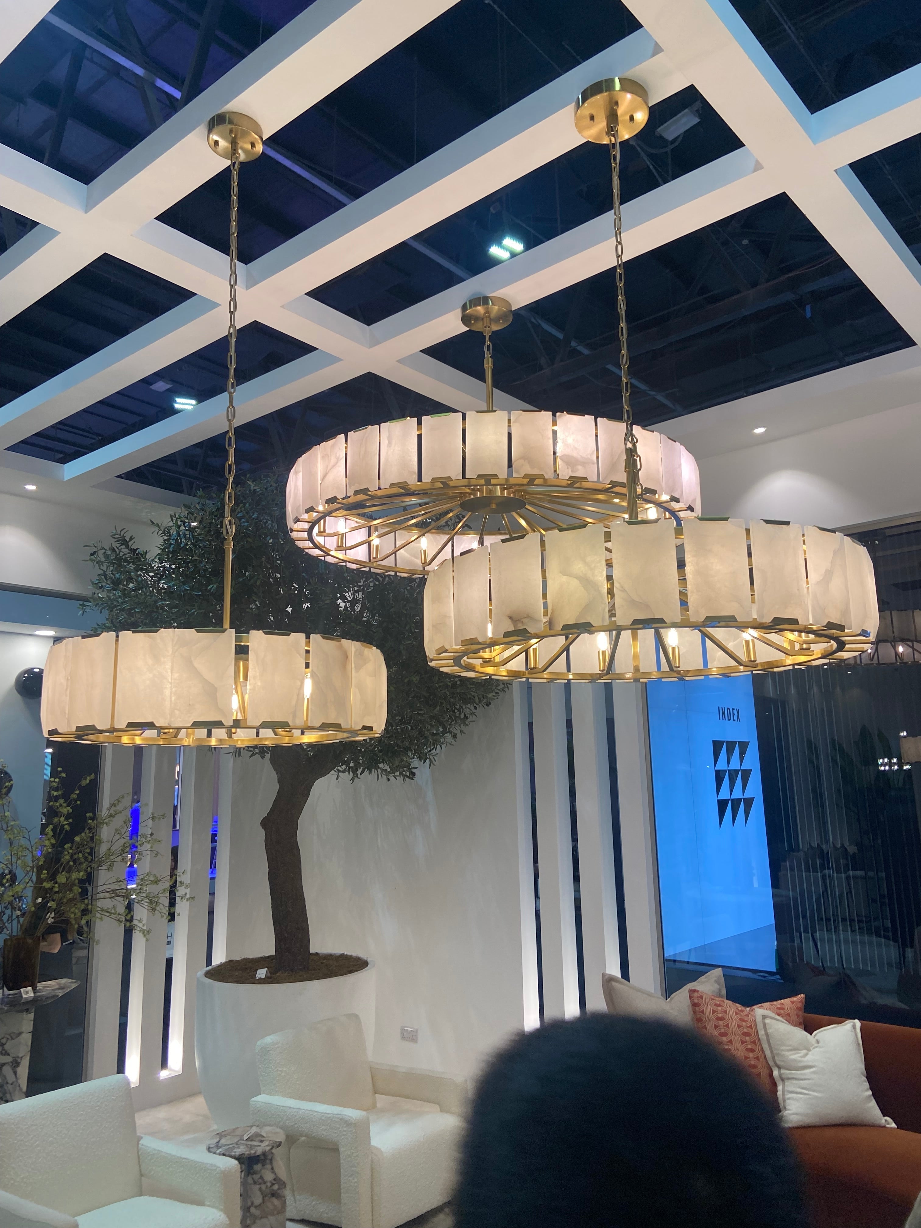 Modern Round Alabaster Chandelier for Living Room / bedroom