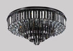 Smoke Gray Crystal Round Flush Mount Chandelier Light Luxury Finish
