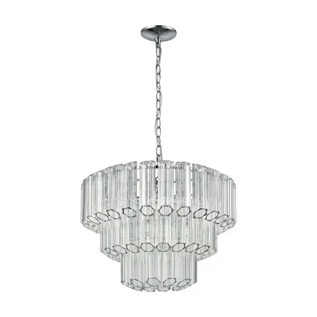 Modern Art Design 4 / 7-Light Smoky Gray / clear Layered Glass Chandelier