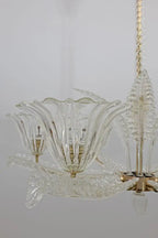 Vintage Italian 6-Arm Glass Chandelier for Low-Ceiling Bedroom / dining Room