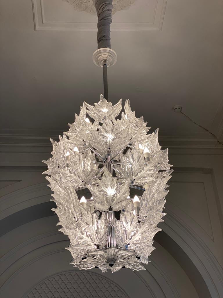 Modern Creative Clear Crystal Maple Leaf Chandelier for Living Room / bedroom