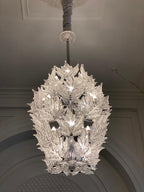 Modern Creative Clear Crystal Maple Leaf Chandelier for Living Room / bedroom