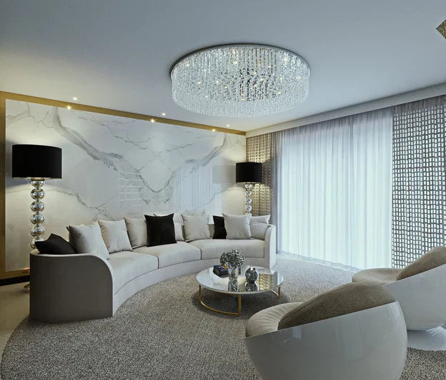 Light Luxury Round / oval Flush Mount Crystal Chandelier