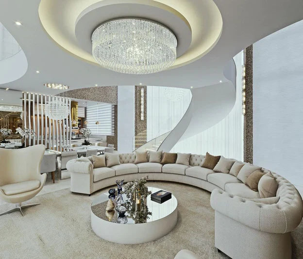Light Luxury Round / oval Flush Mount Crystal Chandelier
