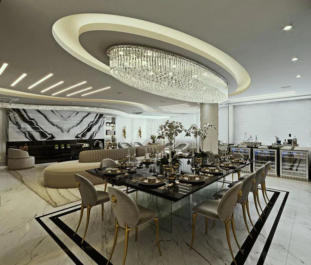 Light Luxury Round / oval Flush Mount Crystal Chandelier