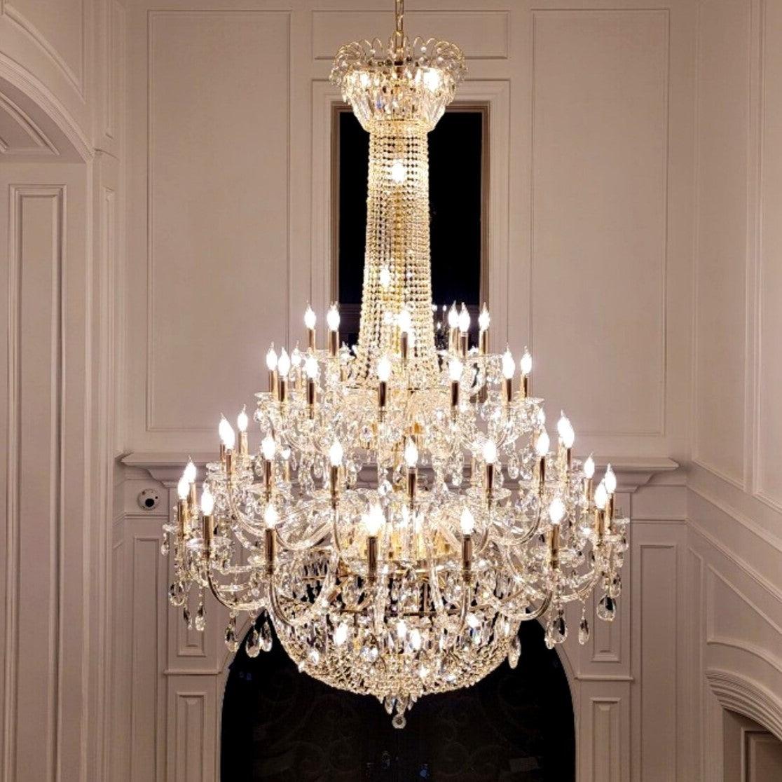 Extra Large European-Style Multi-Layers Candle Luxury Crystal Chandelier Gold Art Foyer / staircase Decorative