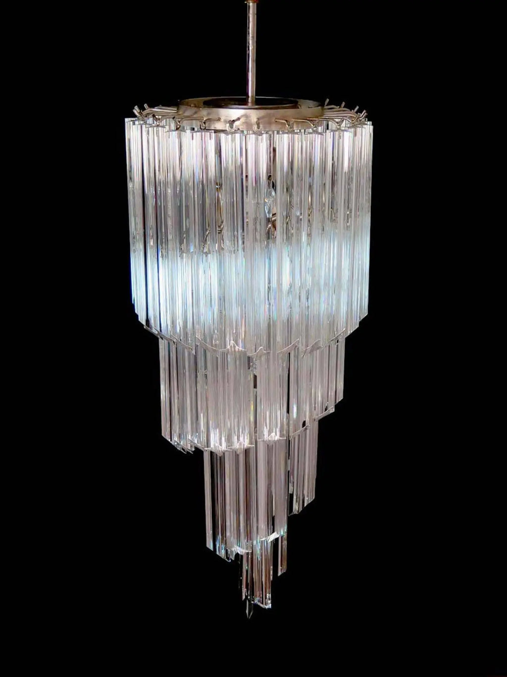 Murano Glass Chandelier – Spiral – 54 Prisms – Transparent