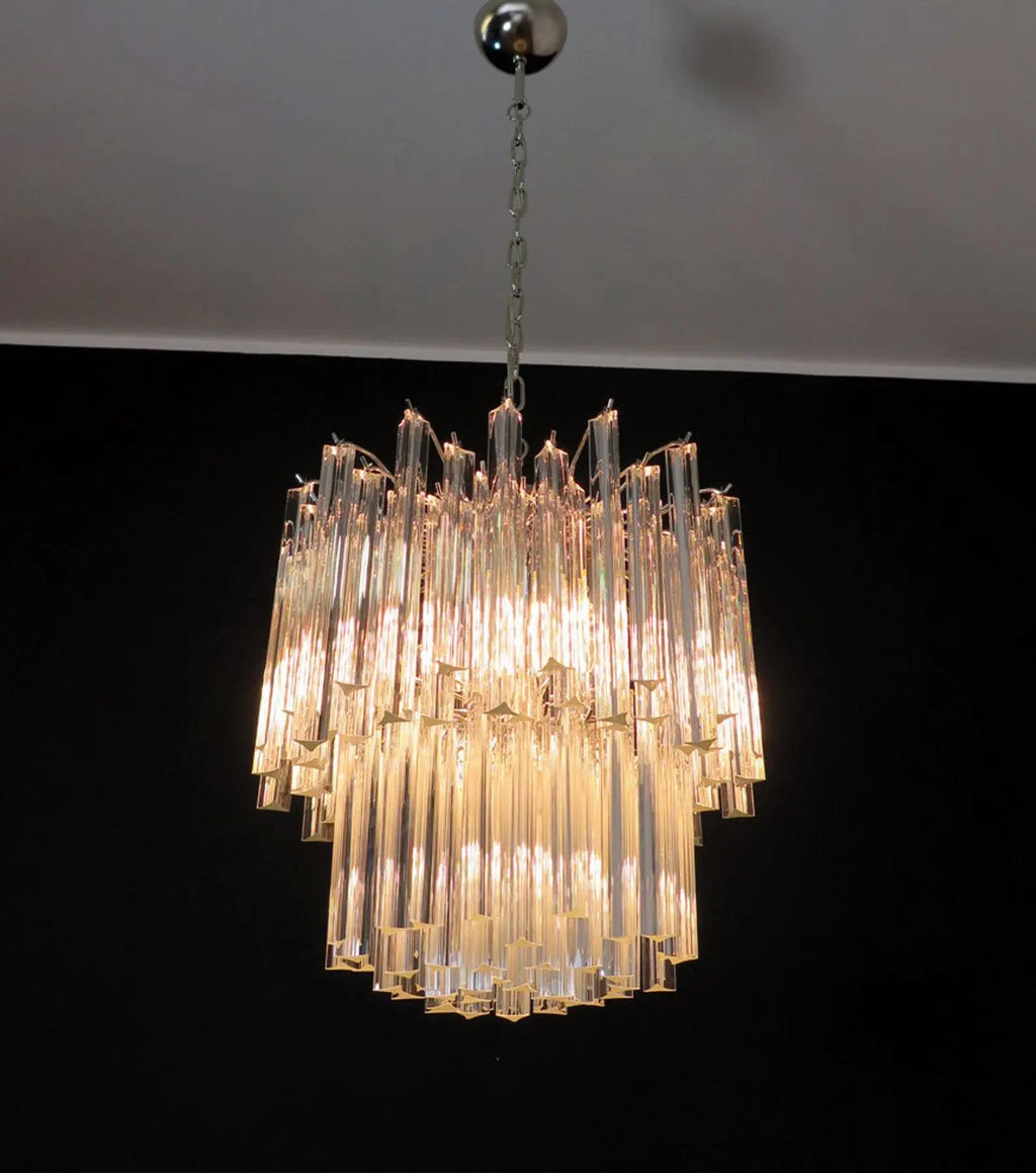 Murano Glass Chandelier – Arianna -107 Prisms – Transparent