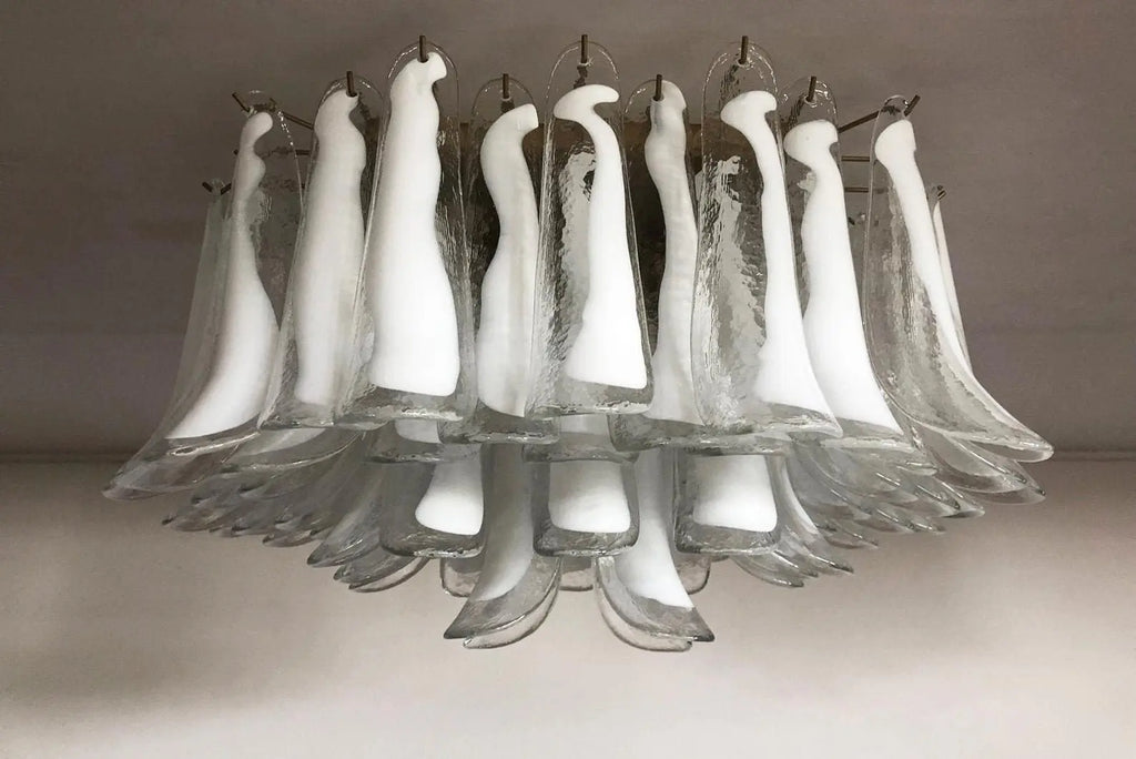 Murano Ceiling Lamp – 64 Petals – Transparent / white