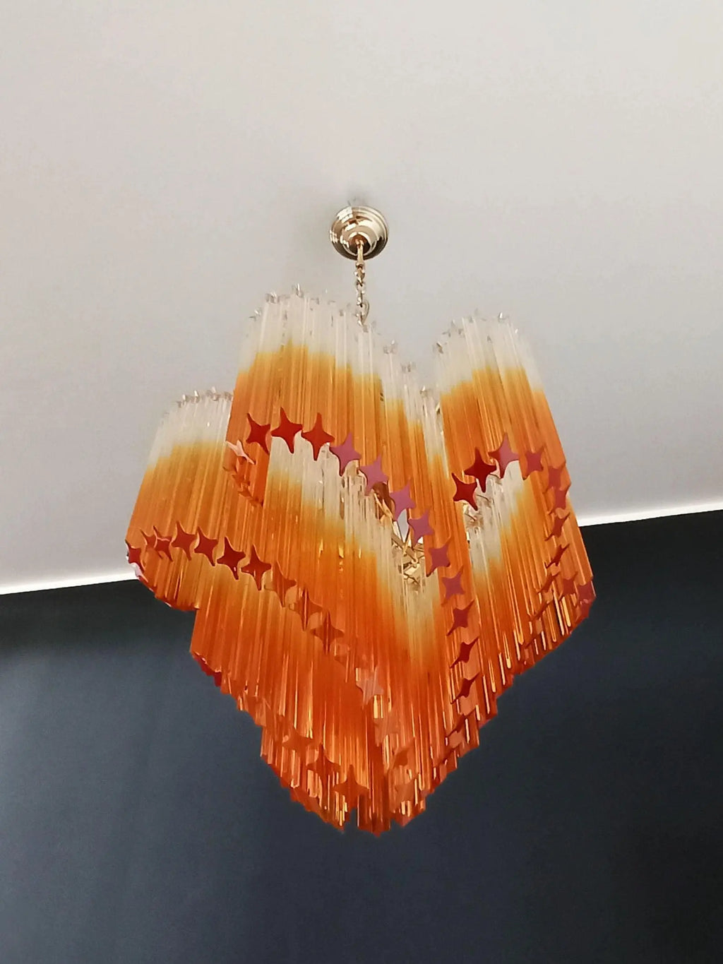 Murano Glass Chandelier – Viennetta – 114 Prisms – Amber