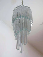Murano Glass Chandelier – Spiral – 54 Prisms – Transparent
