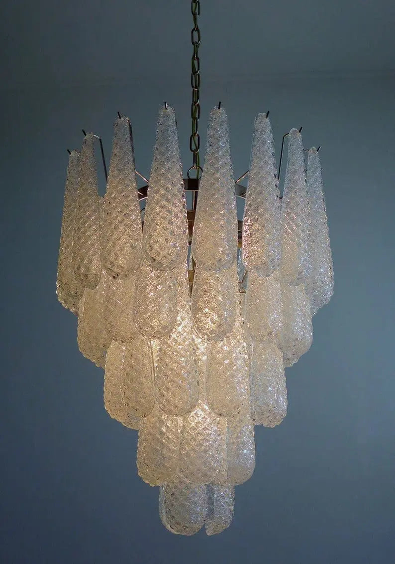 Murano Chandelier – Drop – 52 Glasses – Transparent