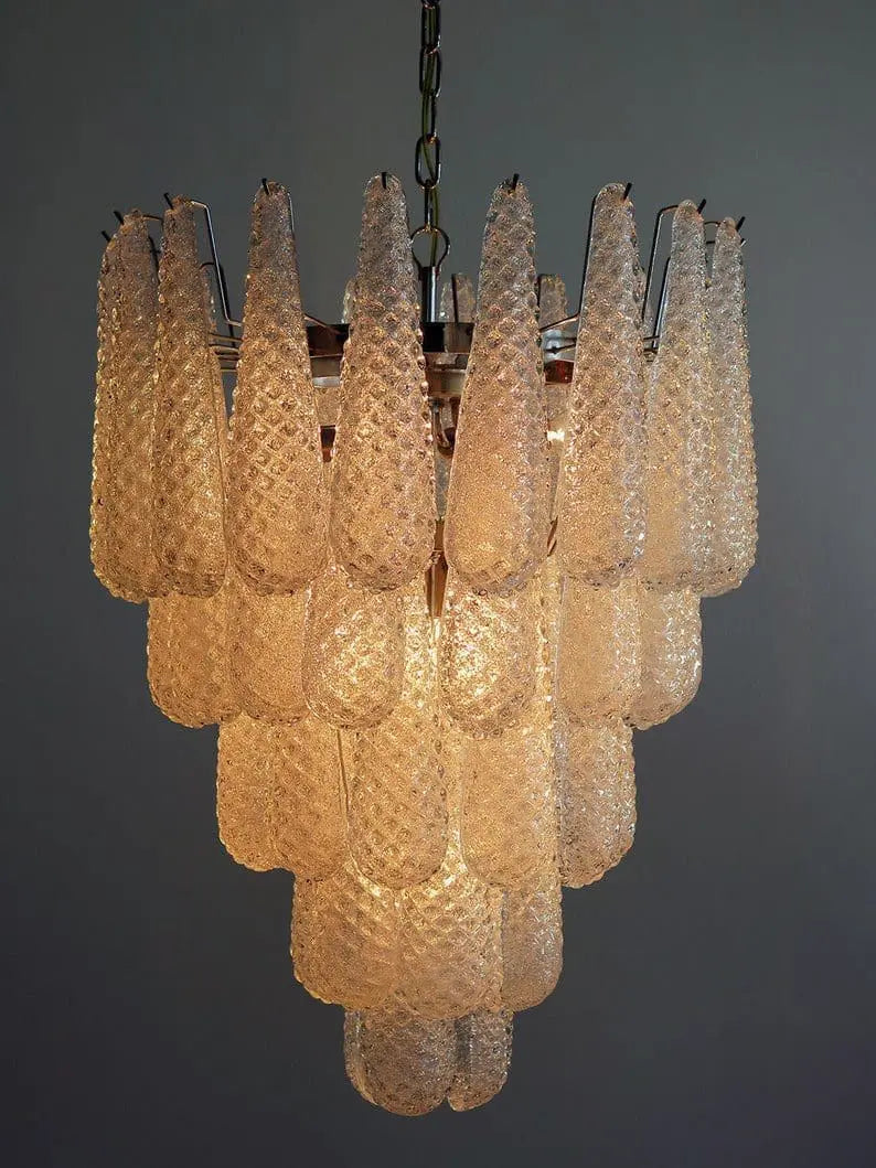 Murano Chandelier – Drop – 52 Glasses – Transparent