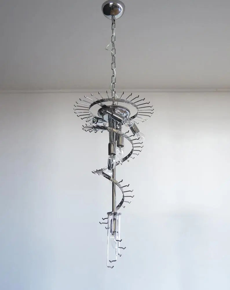 Murano Glass Chandelier – Spiral – 86 Prisms – Amber