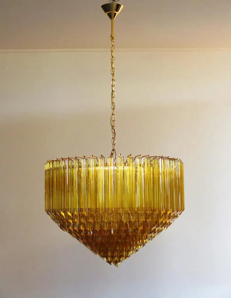 Murano Glass Chandelier – 265 Prisms – Amber