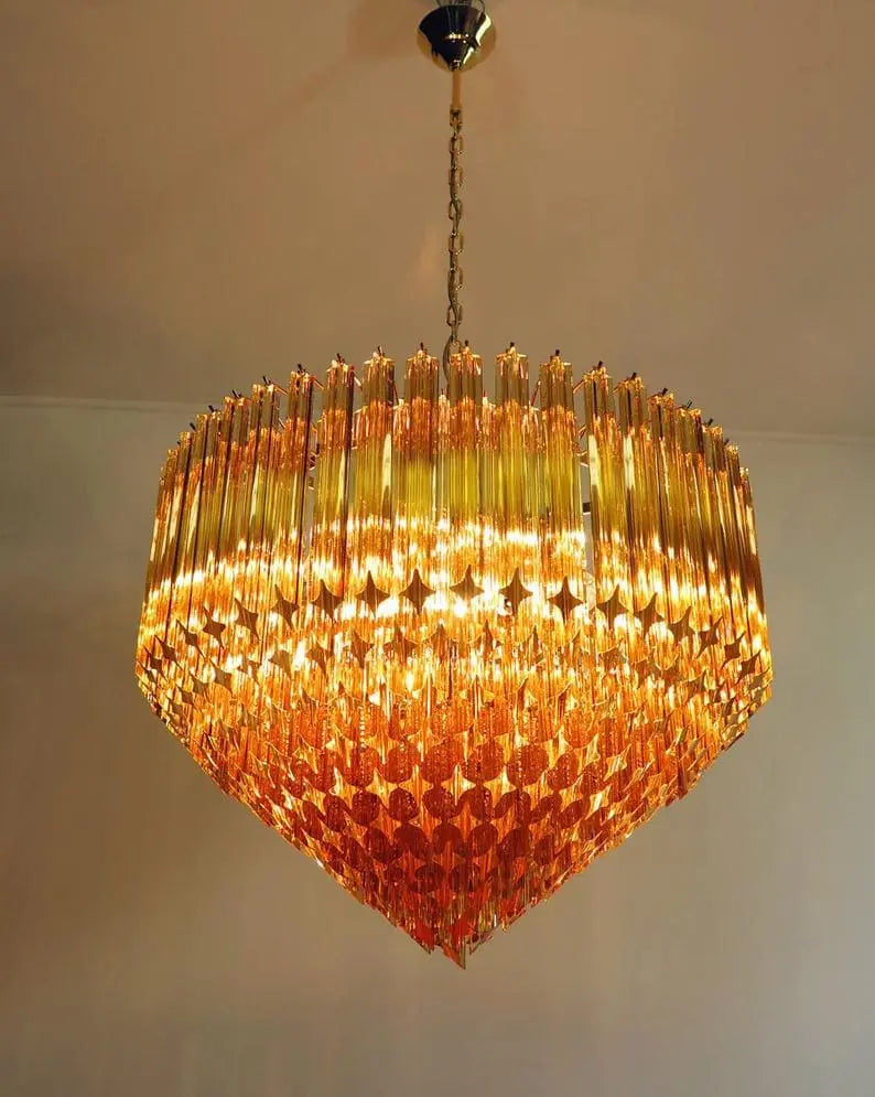 Murano Glass Chandelier – 265 Prisms – Amber