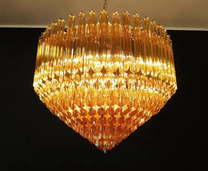 Murano Glass Chandelier – 265 Prisms – Amber