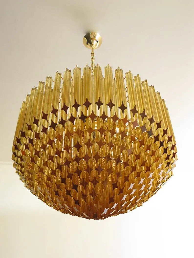 Murano Glass Chandelier – 265 Prisms – Amber