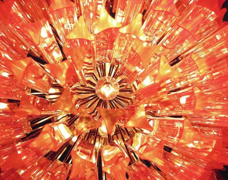 Murano Glass Chandelier – 184 Prisms – Pink