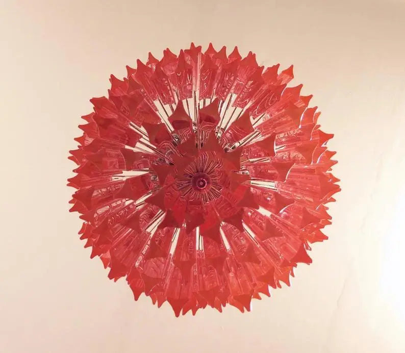 Murano Glass Chandelier – 184 Prisms – Pink