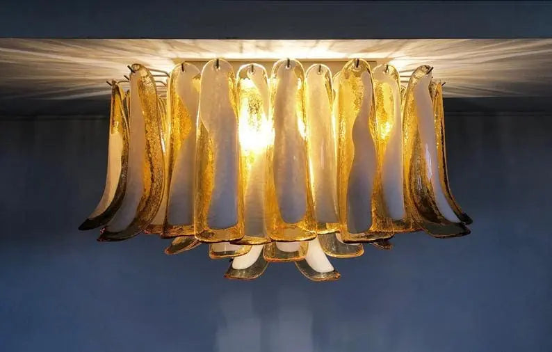 Murano Glass Chandelier – 64 Petals – Caramel