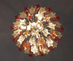 Murano Glass Chandelier – 47 Prisms – Amber / transparent