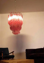 Murano Glass Chandelier – 184 Prisms – Pink