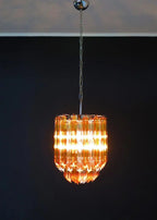 Murano Glass Chandelier – 47 Prisms – Amber / transparent