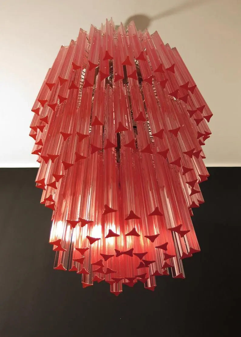 Murano Glass Chandelier – Triedri – Pink – 242 Prisms