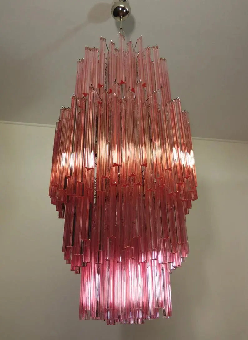 Murano Glass Chandelier – Triedri – Pink – 242 Prisms