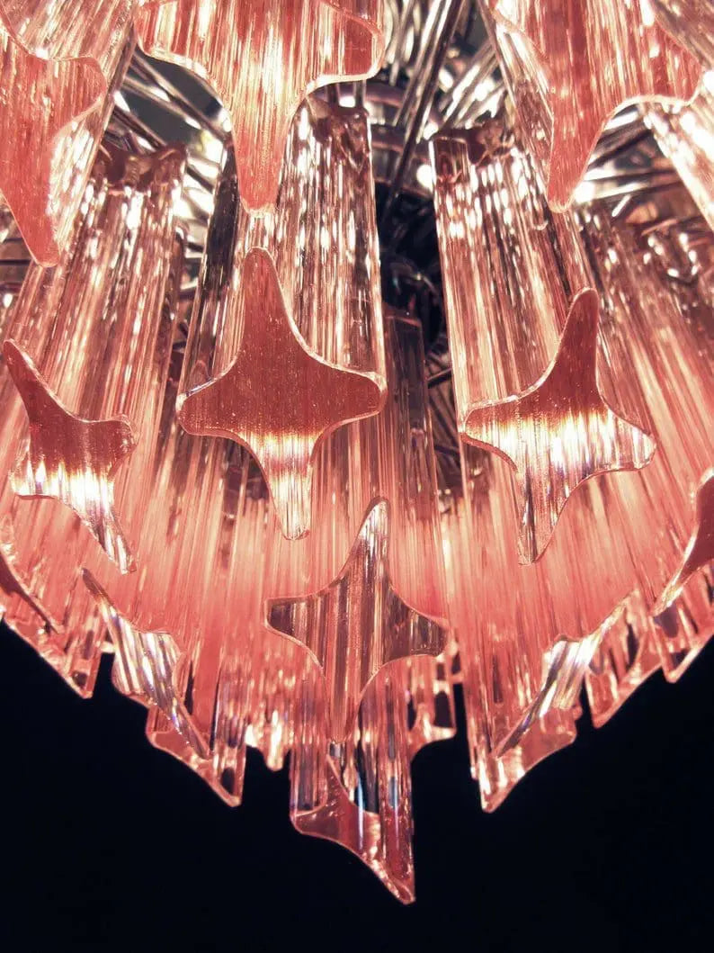Murano Glass Chandelier – 163 Prisms – Pink