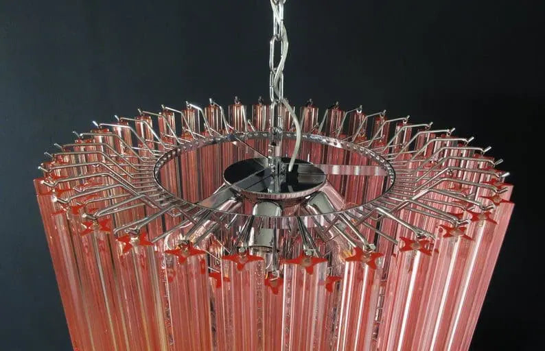 Murano Glass Chandelier – 163 Prisms – Pink
