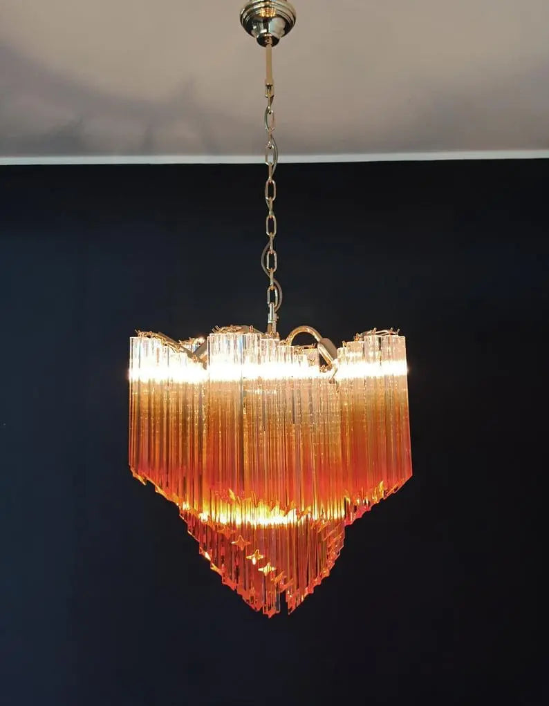 Murano Glass Chandelier – Viennetta – 114 Prisms – Amber