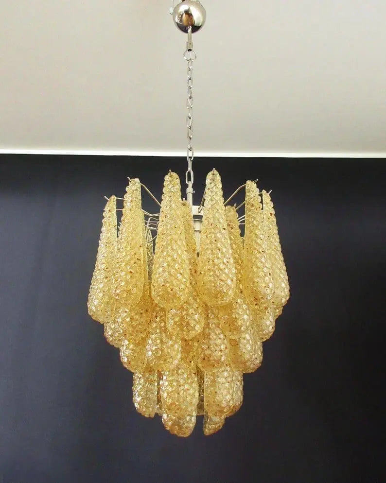 Murano Chandelier – Drop – 41 Glasses – Amber