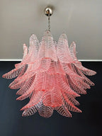 Murano Chandelier – 36 Glass Leaves – Pink