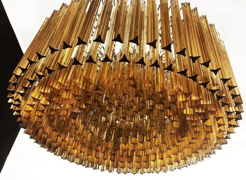 Murano Glass Chandelier – Triedri – 391 Prisms – Amber