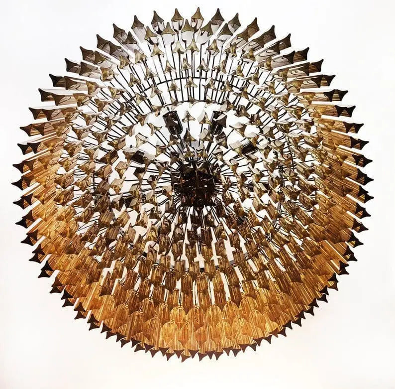 Murano Glass Chandelier – Triedri – 391 Prisms – Amber