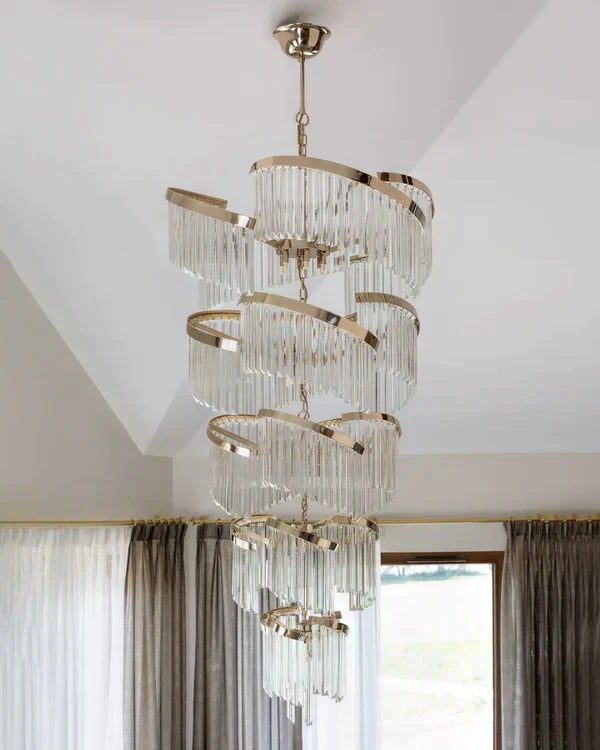Oversized Modern Designer Creative Multi-Tiered Luxury Spiral Crystal Chandelier for