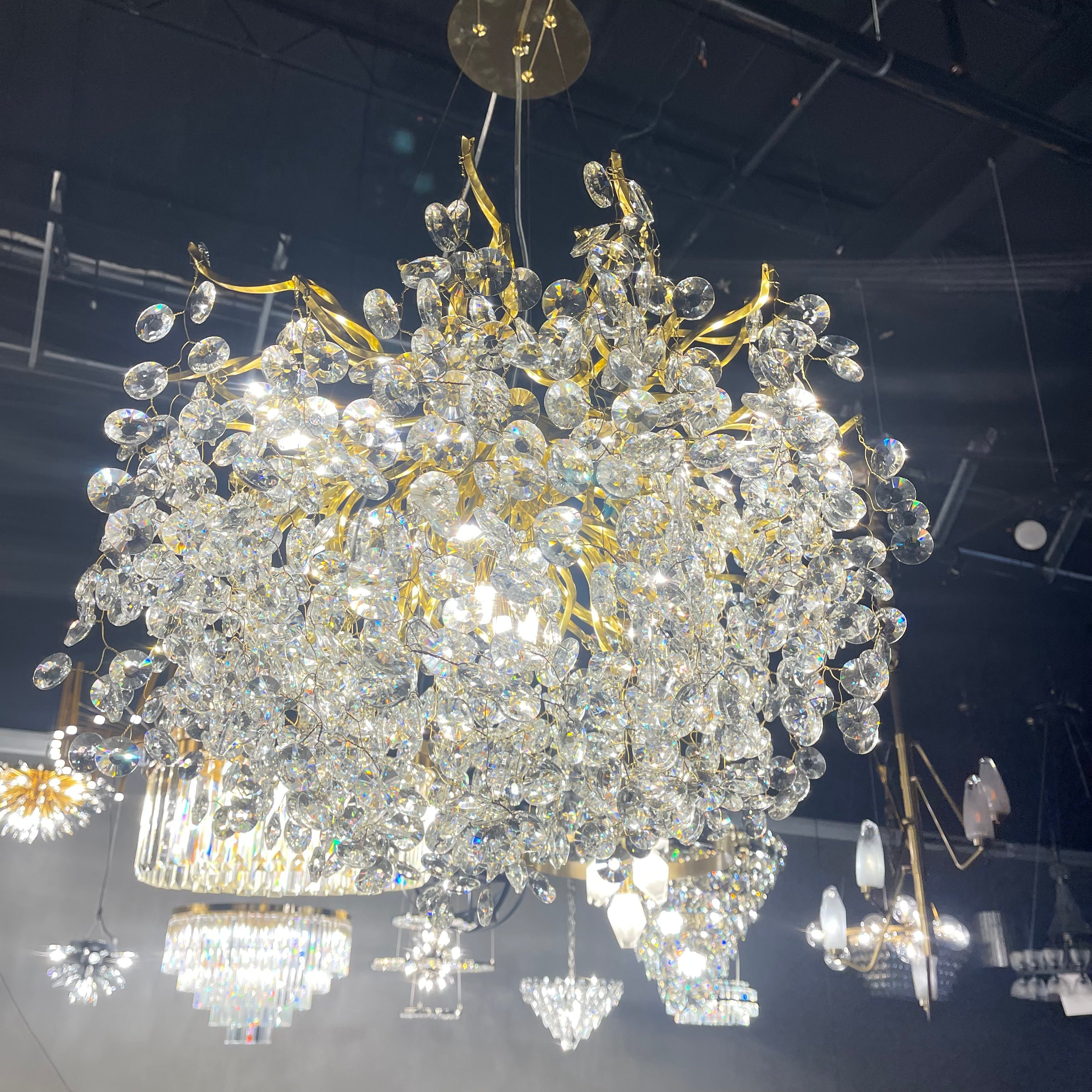 Crystal Quatre Round Branch Penny Chandelier