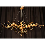Livio Gemstone Branch Brass Round Chandelier