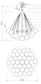 Modern Glass and Metal Cloud Balloon Chandelier with Minimalist Finish for Living Room Bedroom