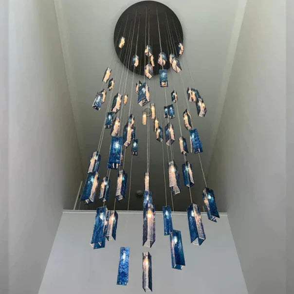 Art Design 1 / 25 / 60 / 84-Light Colorful Rectangle Cluster Glass Tile Pendant / chandelier