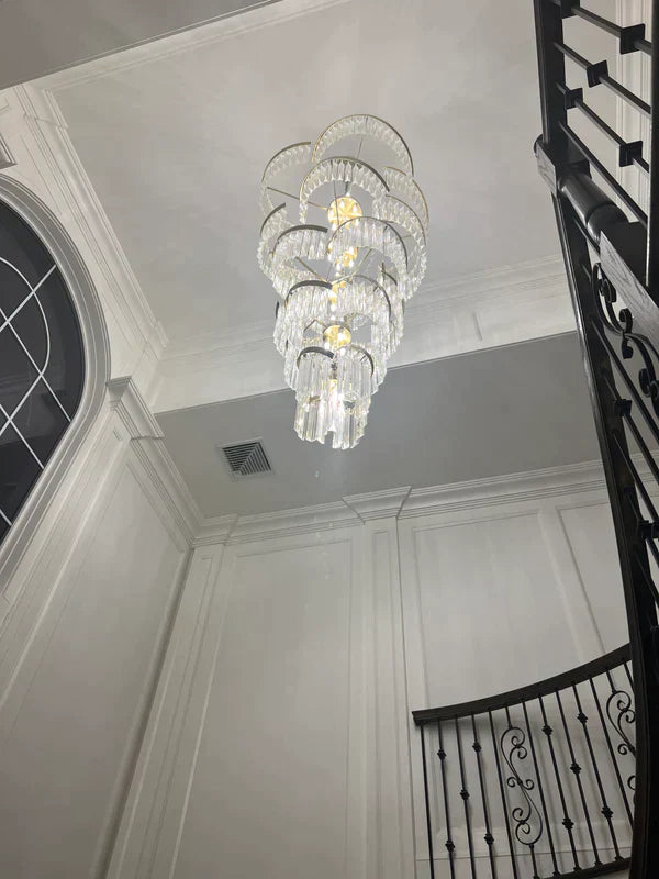Oversized Modern Designer Creative Multi-Tiered Luxury Spiral Crystal Chandelier for