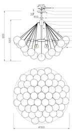 Modern Glass and Metal Cloud Balloon Chandelier with Minimalist Finish for Living Room Bedroom