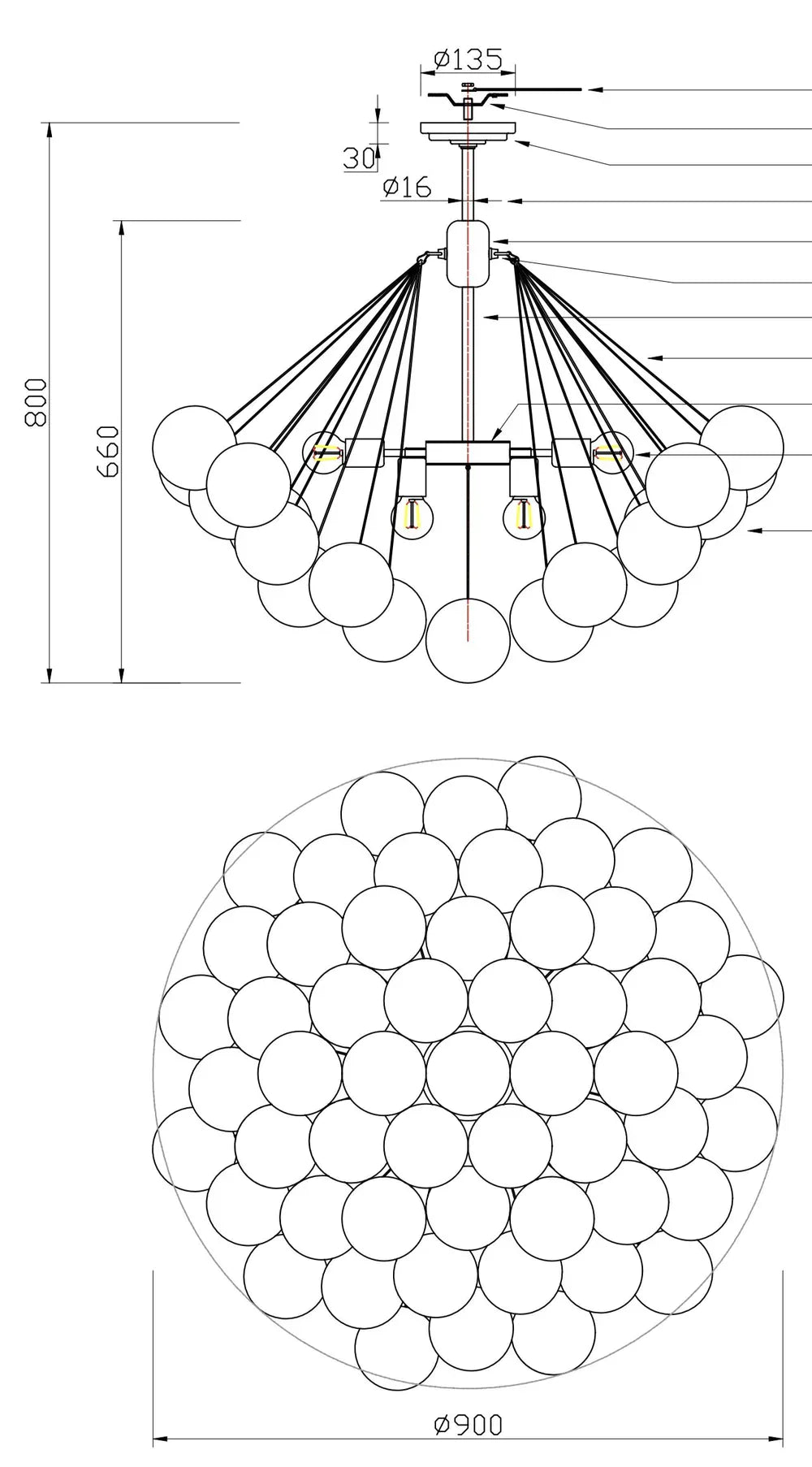 Modern Glass and Metal Cloud Balloon Chandelier with Minimalist Finish for Living Room Bedroom