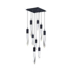 Modern Light Luxury Round / rectangle Ceiling Pendant Light in Black Finish for Kitchen Island / Staircase /