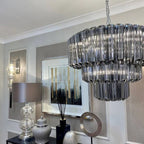 Modern Art Design 4 / 7-Light Smoky Gray / clear Layered Glass Chandelier